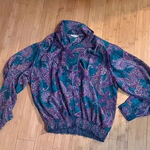 Alfred Dunner Teal and Purple Paisley Top